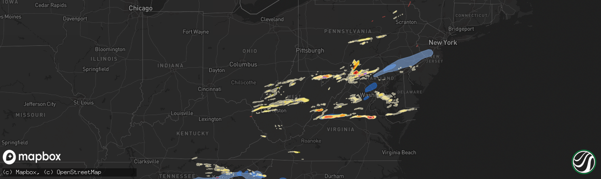 Hail Map in West Virginia on August 7 2023 HailTrace